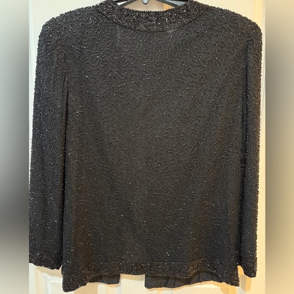 Laurence Kazar Vintage Black Hand Beaded Evening Jacket Gala Yacht Luxury Glam - Picture 4 of 5